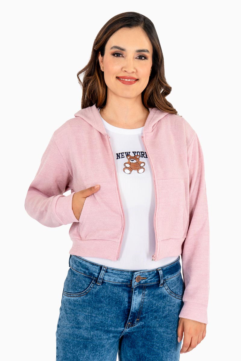 Sudadera tejida con capucha y bolsas