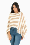 Poncho de chenille con rayas