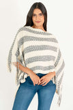Poncho de chenille con rayas
