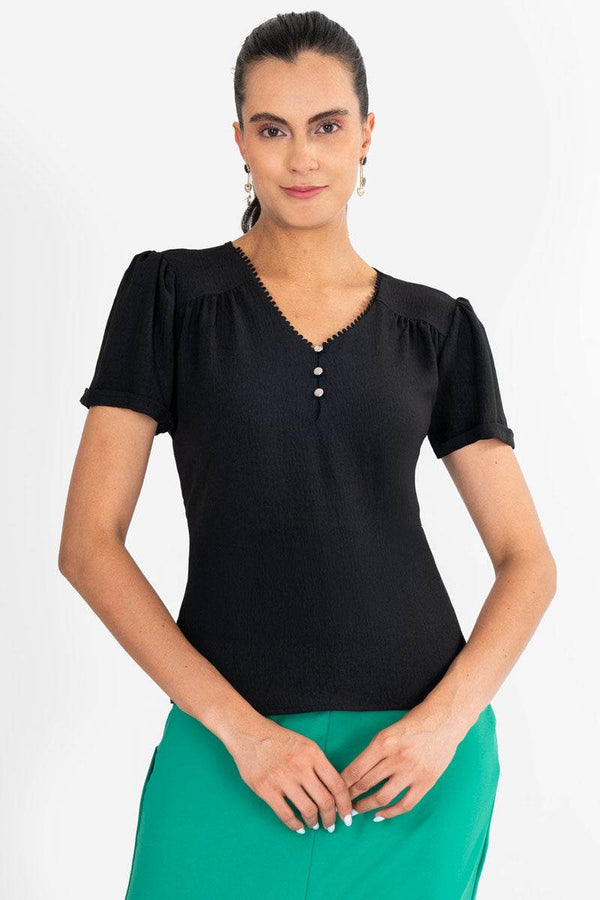Blusa escote v con botones - Santory Ropa  (7435763515459)