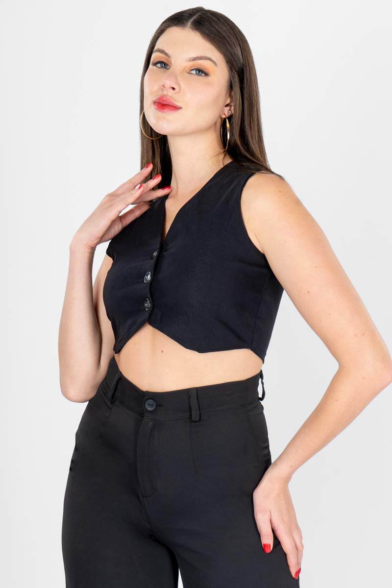 Chaleco corto con botones,transferenciasem32 - Santory Ropa  (7363968434243)