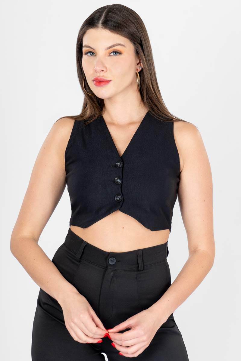 Chaleco corto con botones,transferenciasem32 - Santory Ropa  (7363968434243)