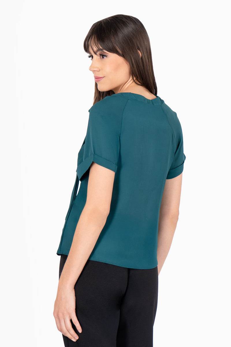 Blusa lisa con amarre en cuello - Santory Ropa  (7453697245251)