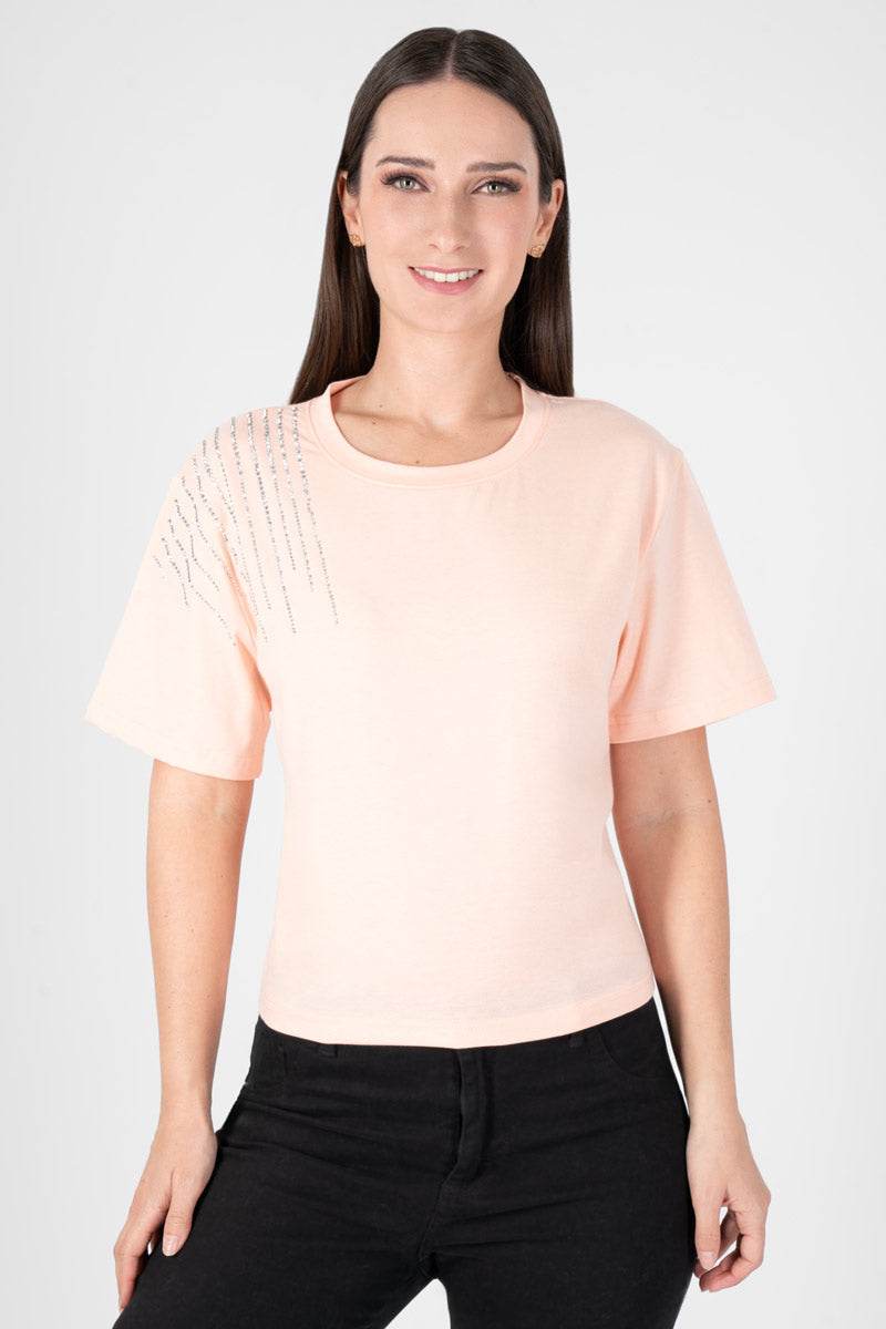 Playera con detalle en hombro - Santory Ropa  (7406861451331)