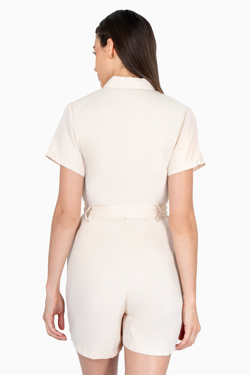 Shortsuit manga corta con bolsas y cinto