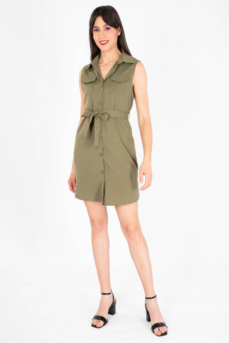 Vestido sin mangas y bolsas - Santory Ropa  (7417450201155)