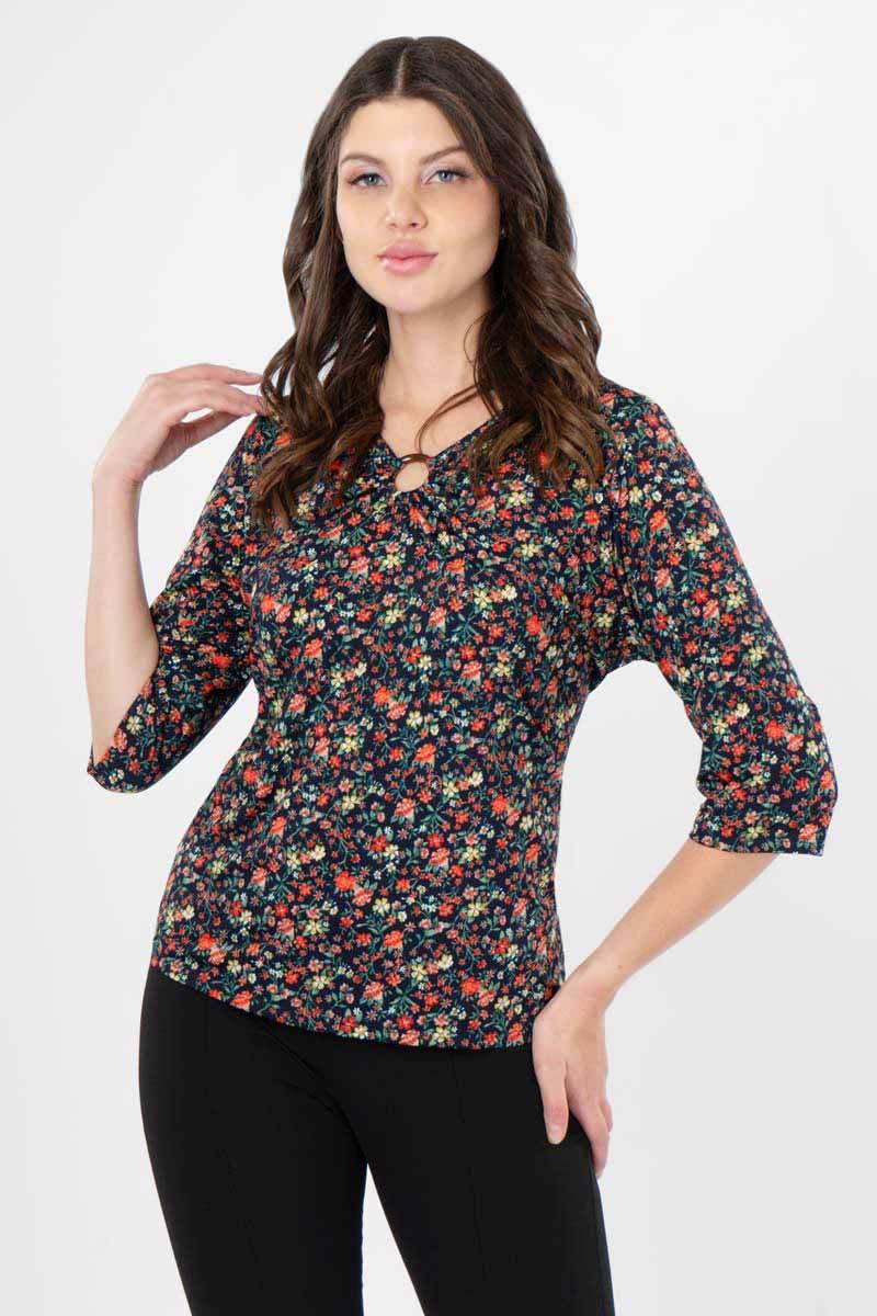 Blusa floral manga 3/4 - Santory Ropa  (7378328911939)