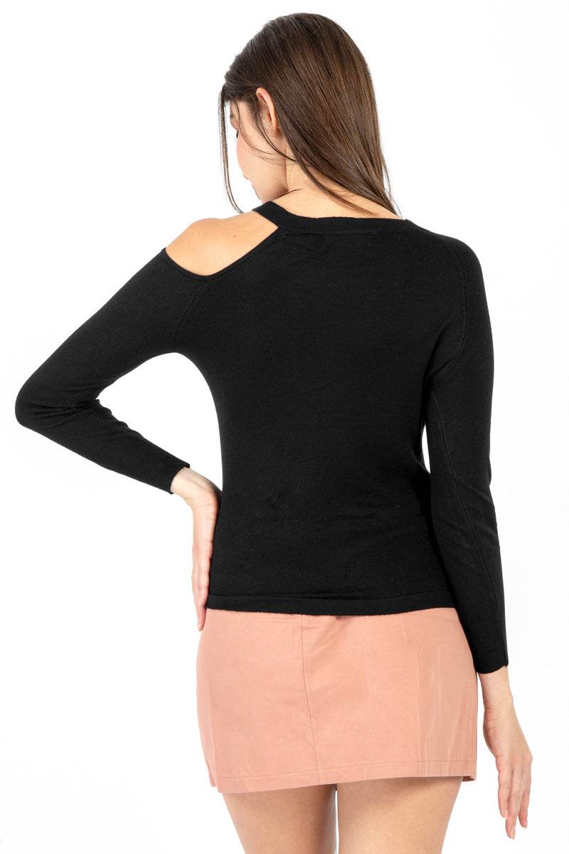 Suéter con abertura en hombro - Santory Ropa  (6828656525379)