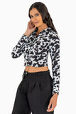 Camisa crop manga larga animal print