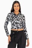 Camisa crop manga larga animal print