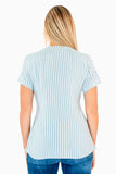 Blusa de rayas escote v con botones