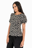 Blusa animal print manga corta con amarre
