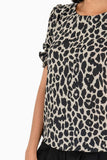 Blusa animal print manga corta con amarre