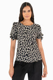 Blusa animal print manga corta con amarre