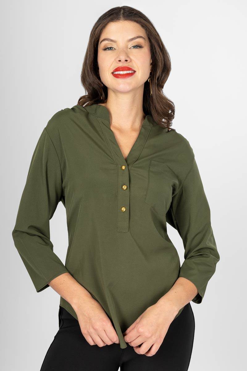 Blusa 3/4 con botones - Santory Ropa  (7402013032515)