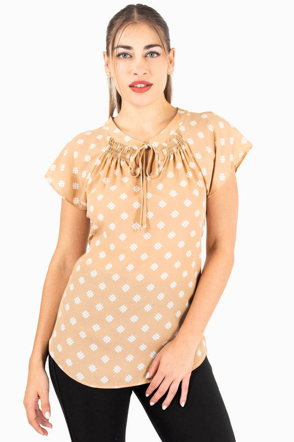 Blusa De Manga Corta Con Estampado De Lunares - Santory Ropa  (7473585848387)
