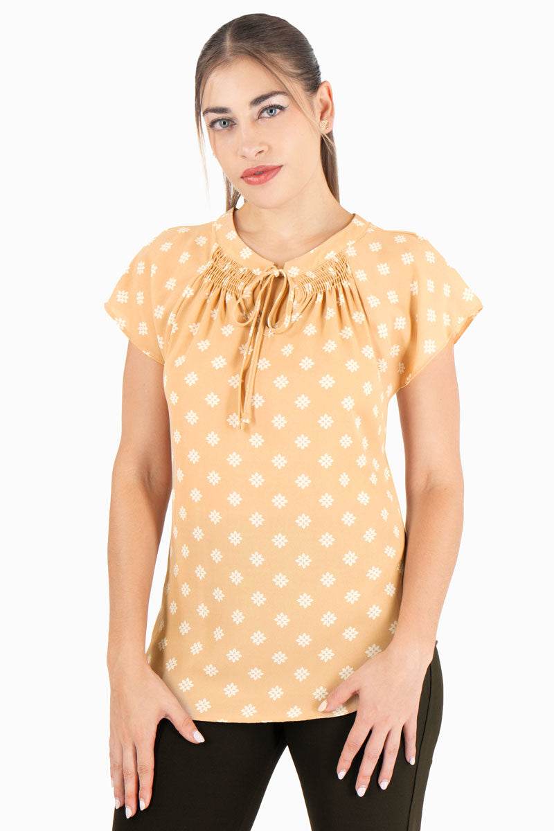 Blusa De Manga Corta Con Estampado De Lunares - Santory Ropa  (7473585848387)