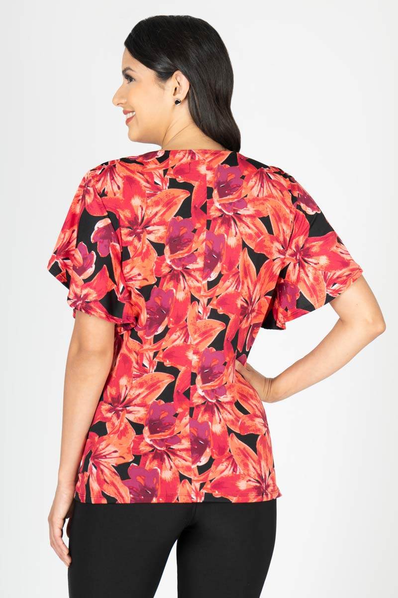 Blusa Para Mujer Con Estampado Floral Con Cruce - Santory Ropa  (7473585815619)
