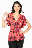 Blusa Para Mujer Con Estampado Floral Con Cruce - Santory Ropa  (7473585815619)