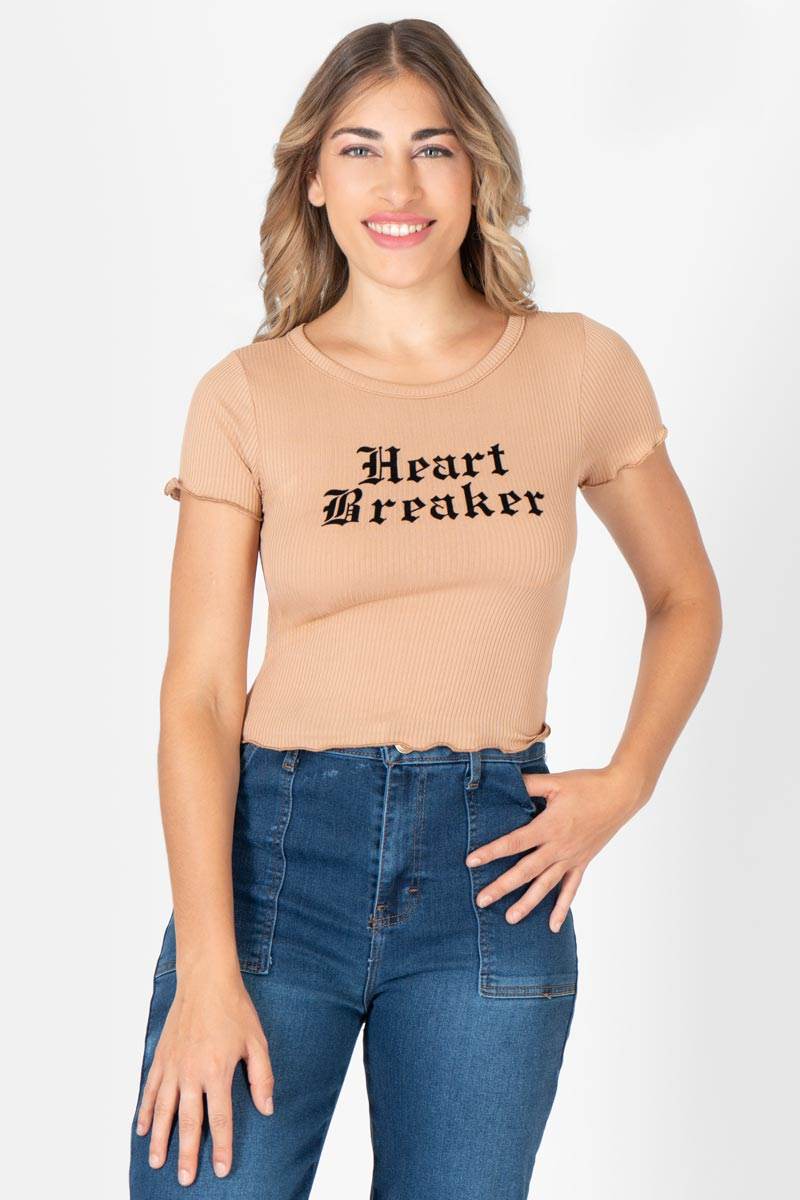 Playera estampada con festón - Santory Ropa  (7422597365827)