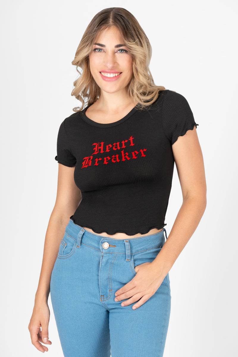 Playera estampada con festón - Santory Ropa  (7422597365827)