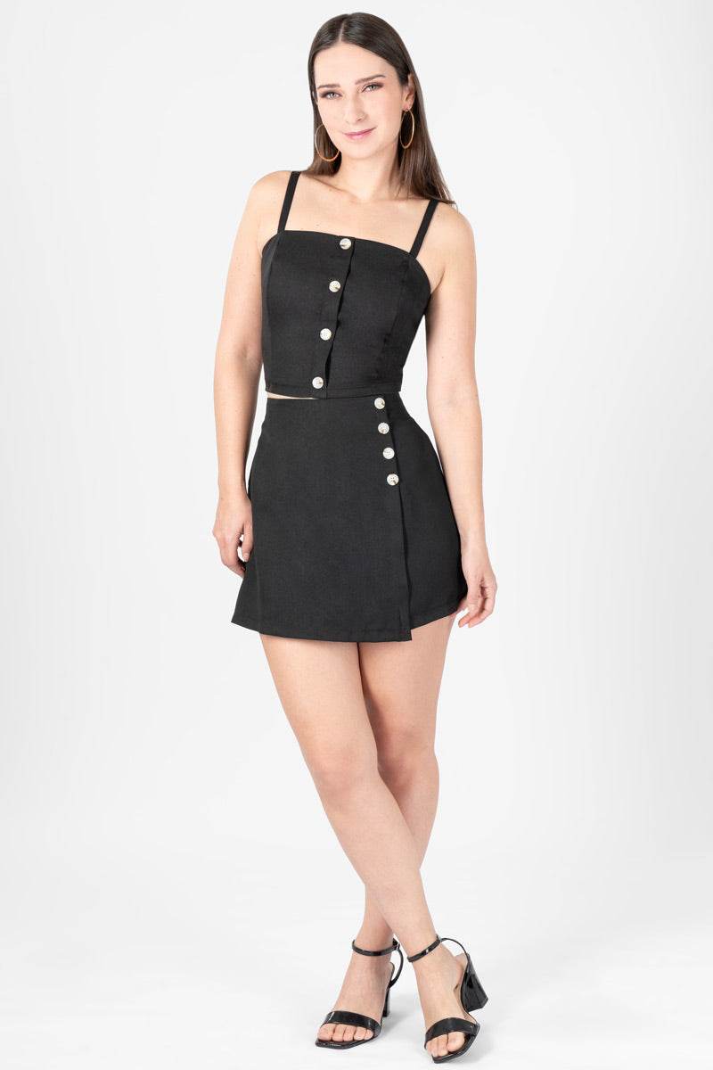 Conjunto blusa y falda con botones - Santory Ropa  (7403417337923)