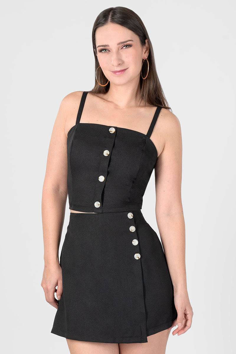 Conjunto blusa y falda con botones - Santory Ropa  (7403417337923)
