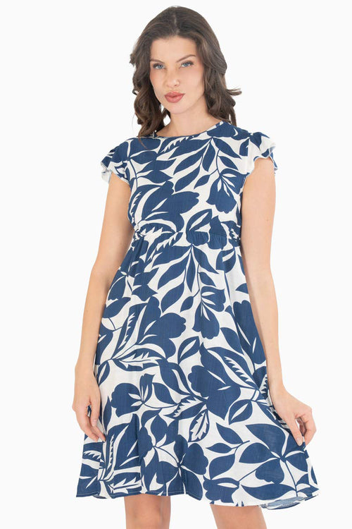 Vestido floral con elástico en cintura