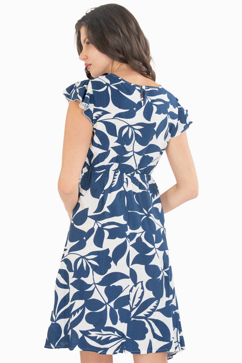 Vestido floral con elástico en cintura