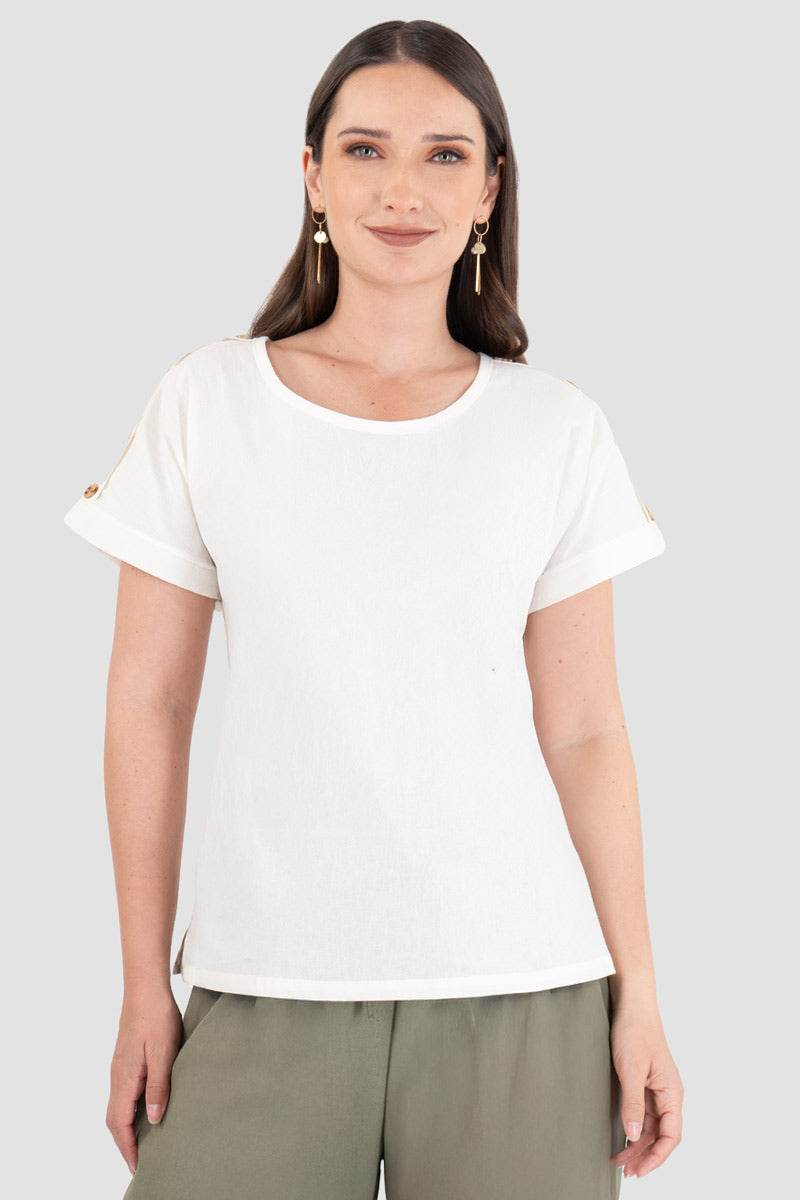 Blusa manga corta con botones - Santory Ropa  (7445768798275)