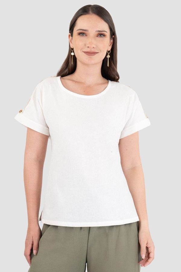 Blusa manga corta con botones - Santory Ropa  (7445768798275)