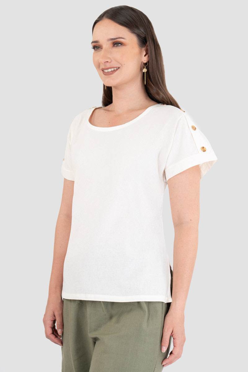 Blusa manga corta con botones - Santory Ropa  (7445768798275)