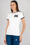 Playera para Mujer Manga Corta Cuello Redondo con Bies y Estampado Deportivo - Santory Ropa  (7473585750083)