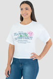 Playera crop oversize con estampado "Flower district"