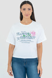 Playera crop oversize con estampado 
