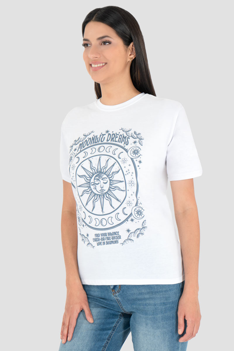Playera de sol y luna manga corta y cuello redondo