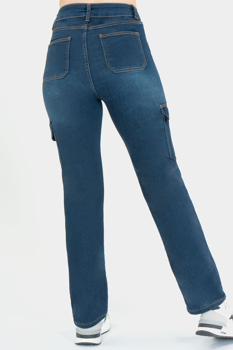 Jeans cargo de mezclilla con bolsas