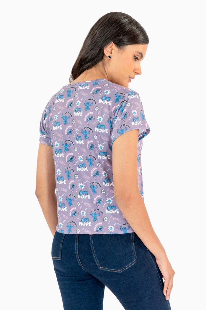 Playera manga corta con estampado de stitch