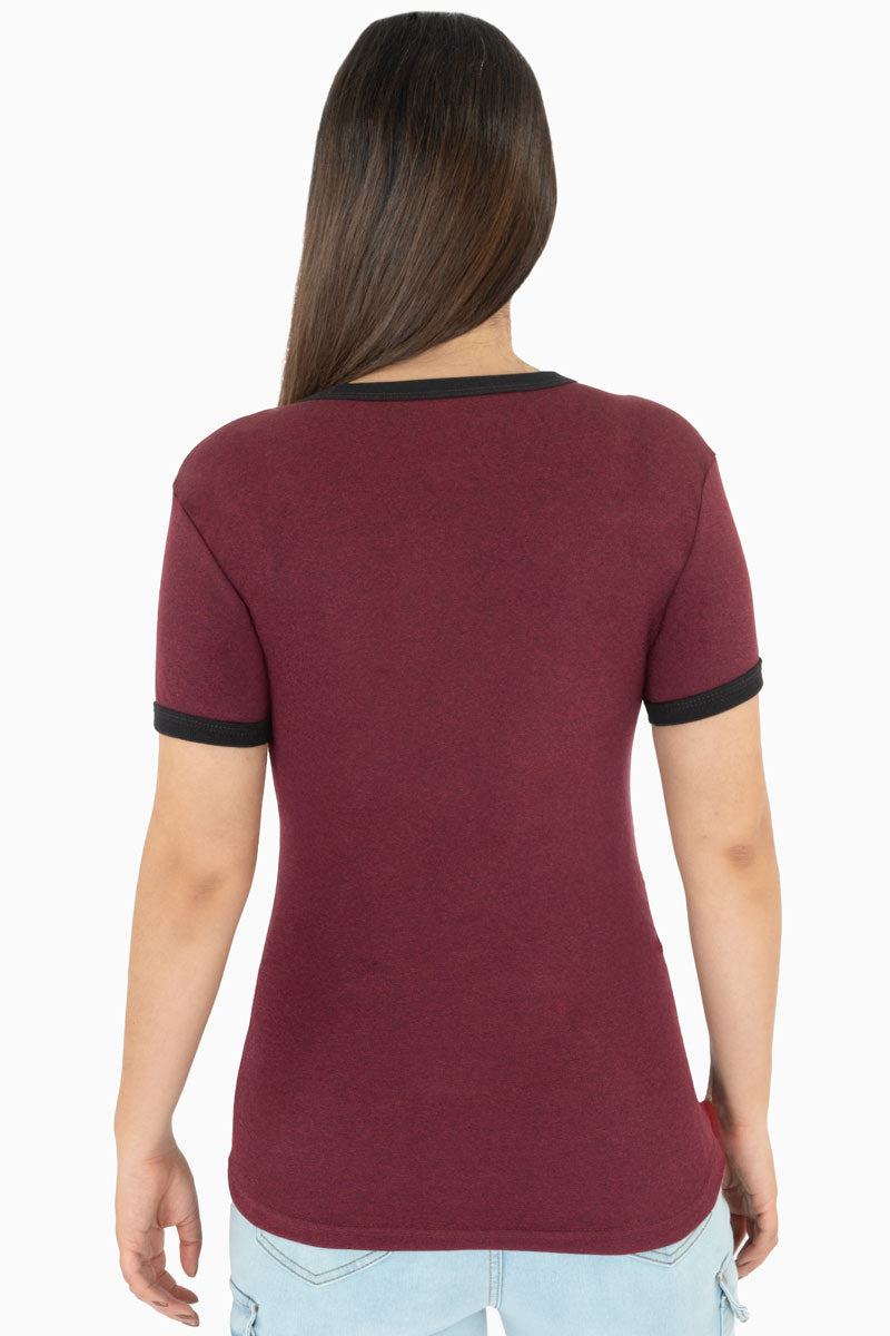 Playera con estampado de mickey mouse y bies en contraste