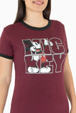 Playera con estampado de mickey mouse y bies en contraste