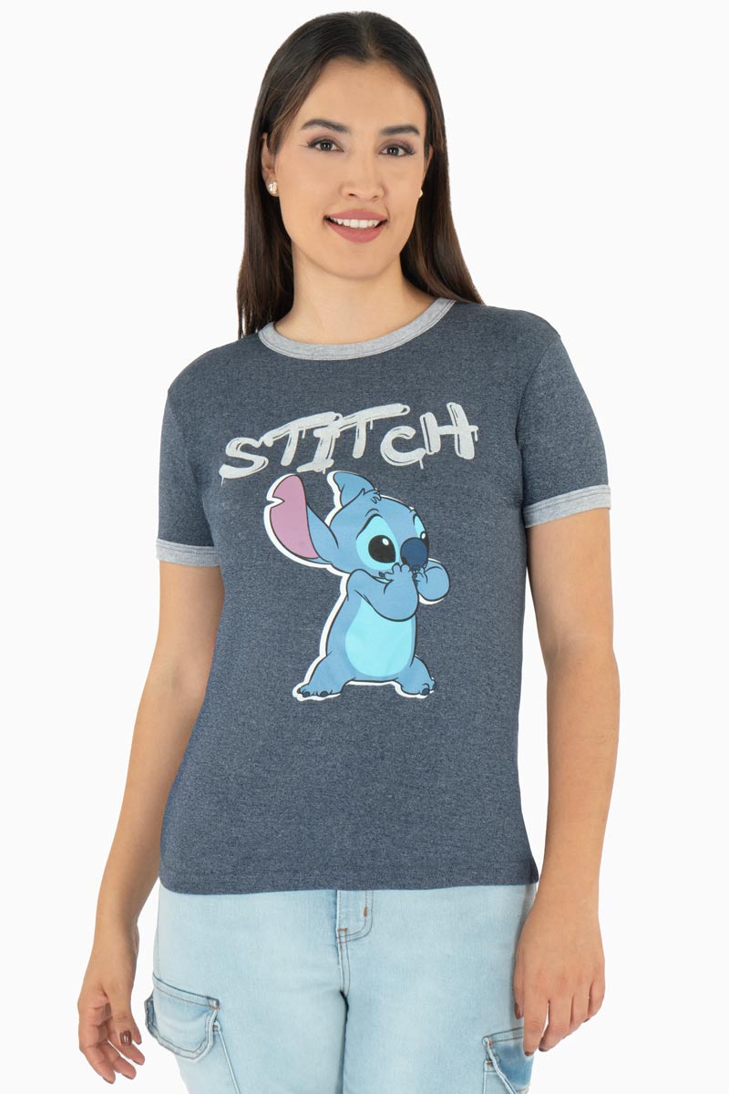 Playera de stitch con bies en contraste
