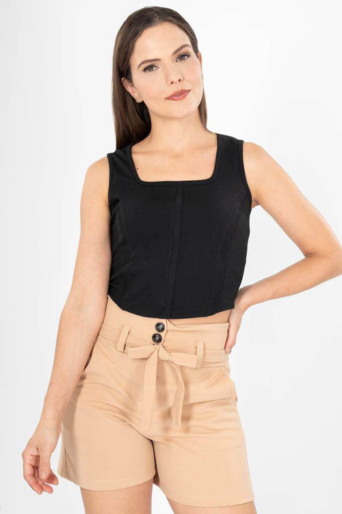 Blusa sin manga escote cuadrado