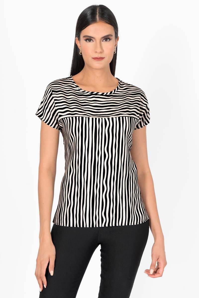 Blusa de rayas manga corta - Santory Ropa  (7415528915011)