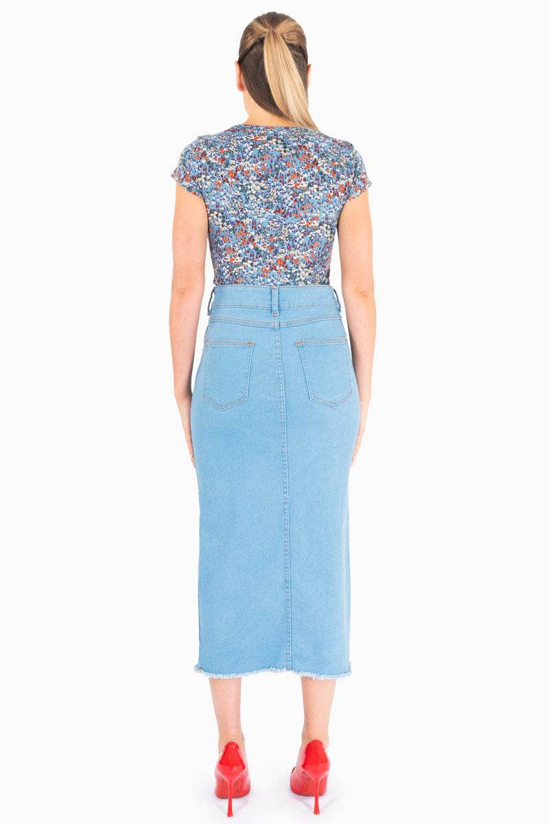 Falda de mezclilla con abertura - Santory Ropa  (7450428112963)