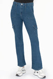 Jeans para Mujer Rectos Tipo Cargo con Bolsas de Parche