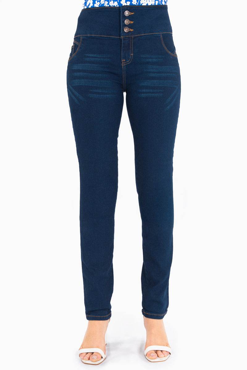 Jeans tiro alto con 3 botones - Santory Ropa  (7450650214467)