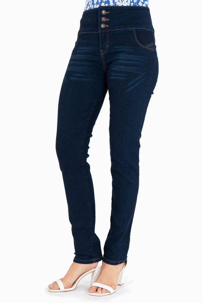 Jeans tiro alto con 3 botones - Santory Ropa  (7450650214467)