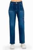 Jeans para Mujer Tipo Cargo Azul Oscuro