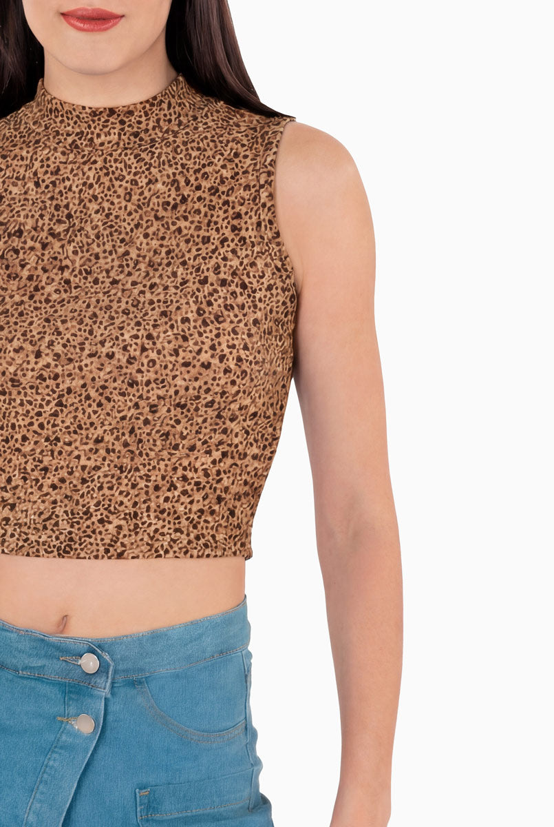 Playera cuello alto sin mangas