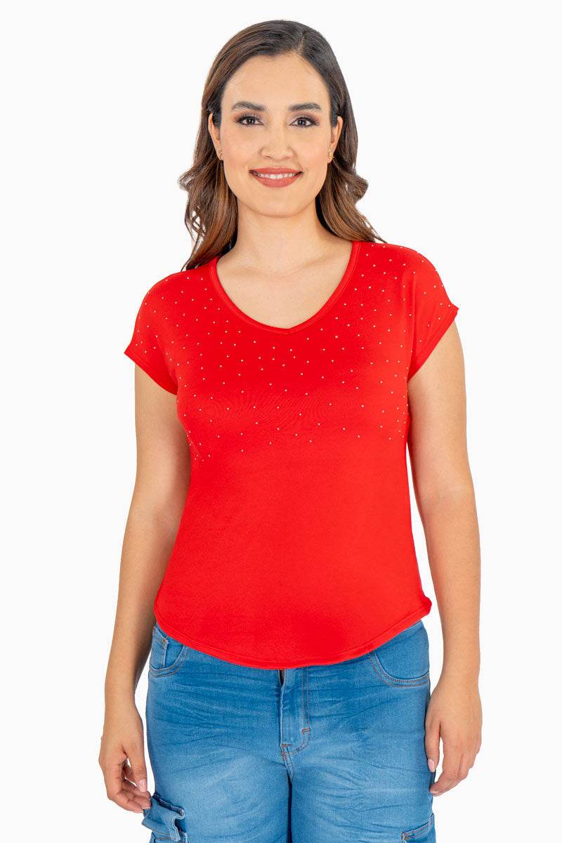 Blusa con pedrería - Santory Ropa  (7473584832579)